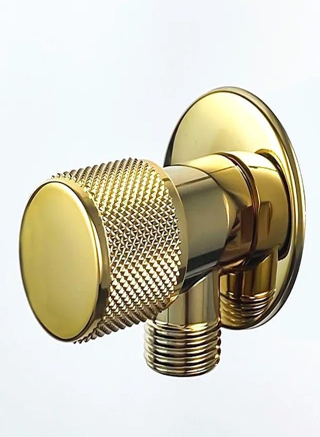 Carnival Gold Angle Cock/Valve for Geyser, Washbasin and Bathroom with Wall Flange | Angular Stop Cock Tap Faucet | Premium Gold Finish (Pack of 2) - Image 2